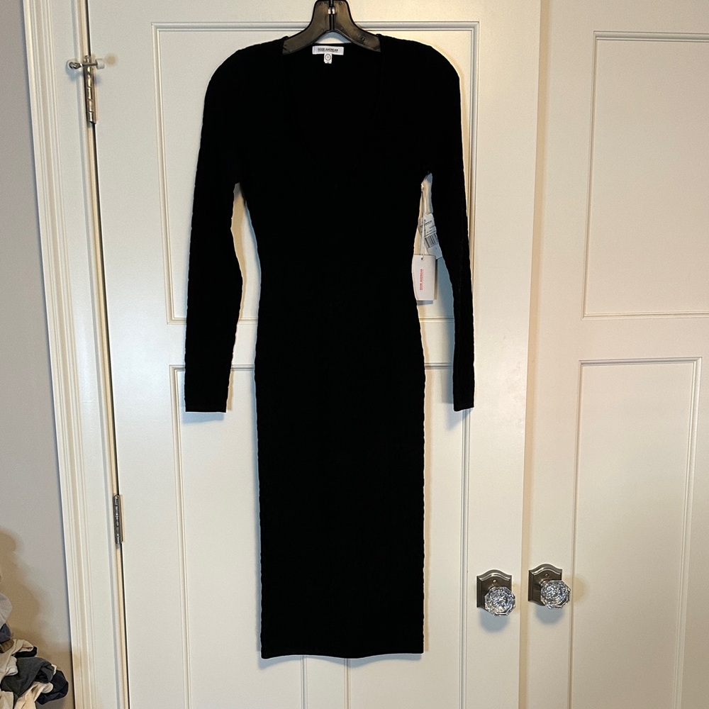Good America Black Body Con Midi in size 1